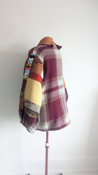 Vivianne Blazer with Vintage Wool, Upcycled Throws & Afghan Patchworked Size 2X/3X #VIVT3