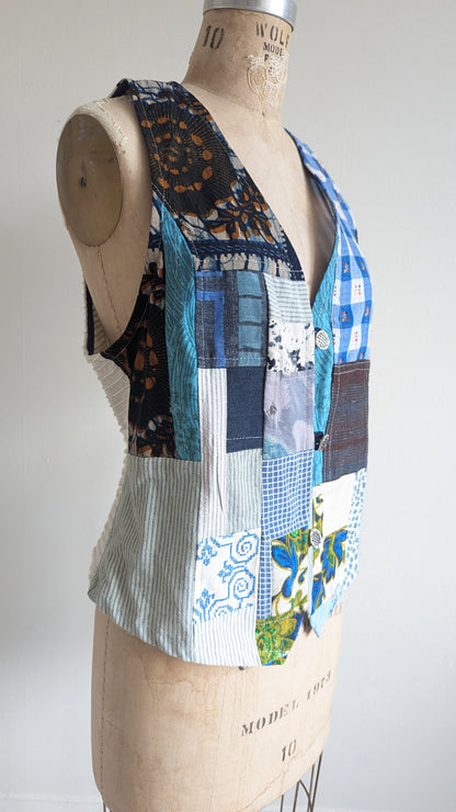 Margo Vest with Patchworked Upcycled Textiles XS/S #MARGOV3