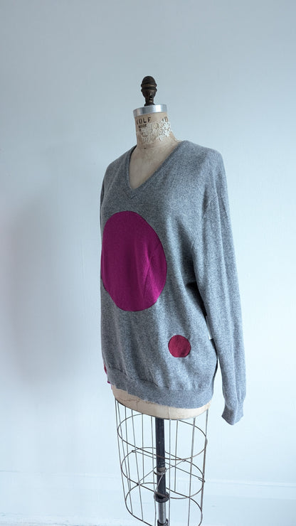 Abstract Art Patched Upcycled Cashmere Sweater XL/2X #ART29