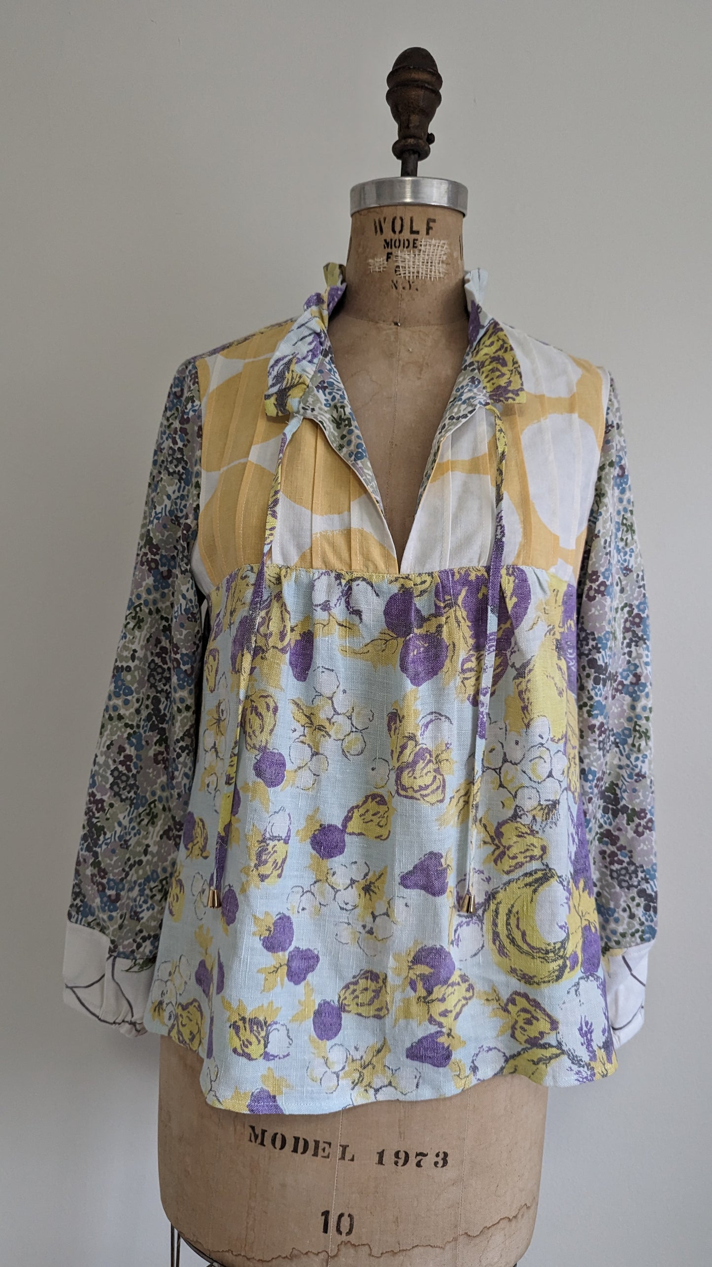 Meg Top with Vintage Linen & Upcycled Cotton S/M #MEGTOP2