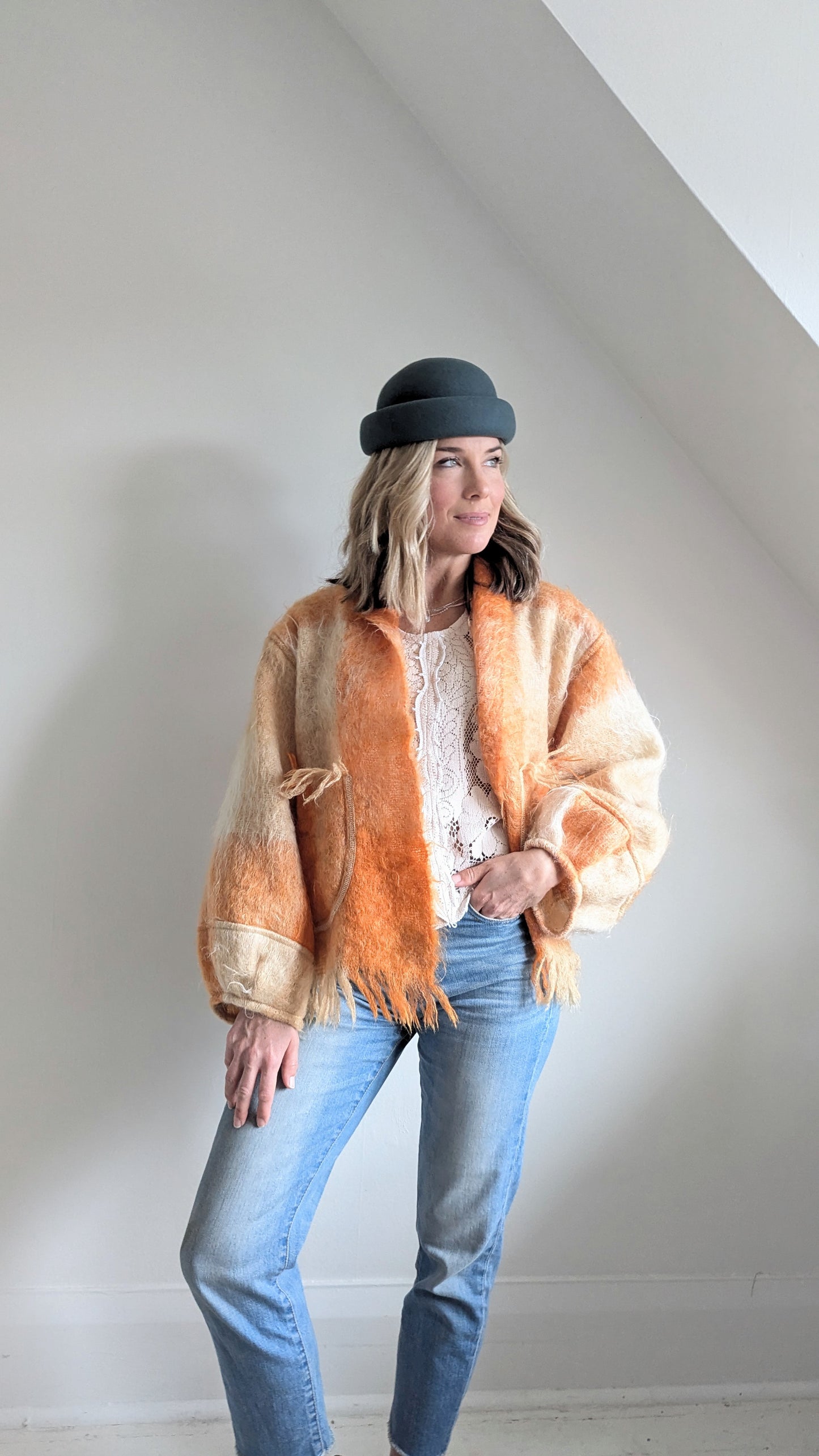 Vivianne Jacket with Upcycled Vintage Mohair Wool Size M/L #VIVW4