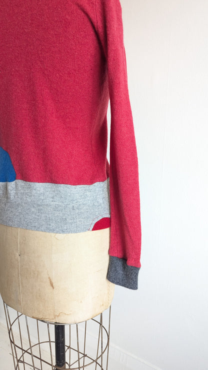 Abstract Art Patched Upcycled Cashmere Sweater XS/S #ART12