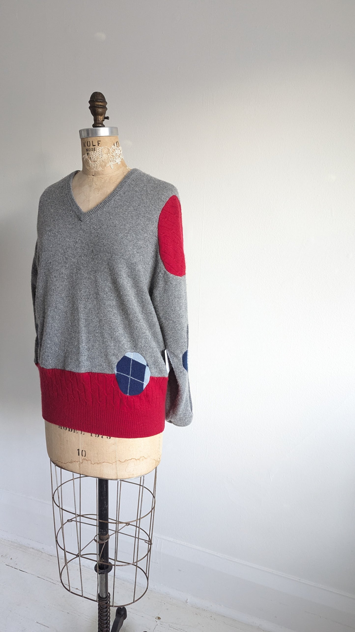 Abstract Art Patched Upcycled Cashmere Sweater M/L #ART9