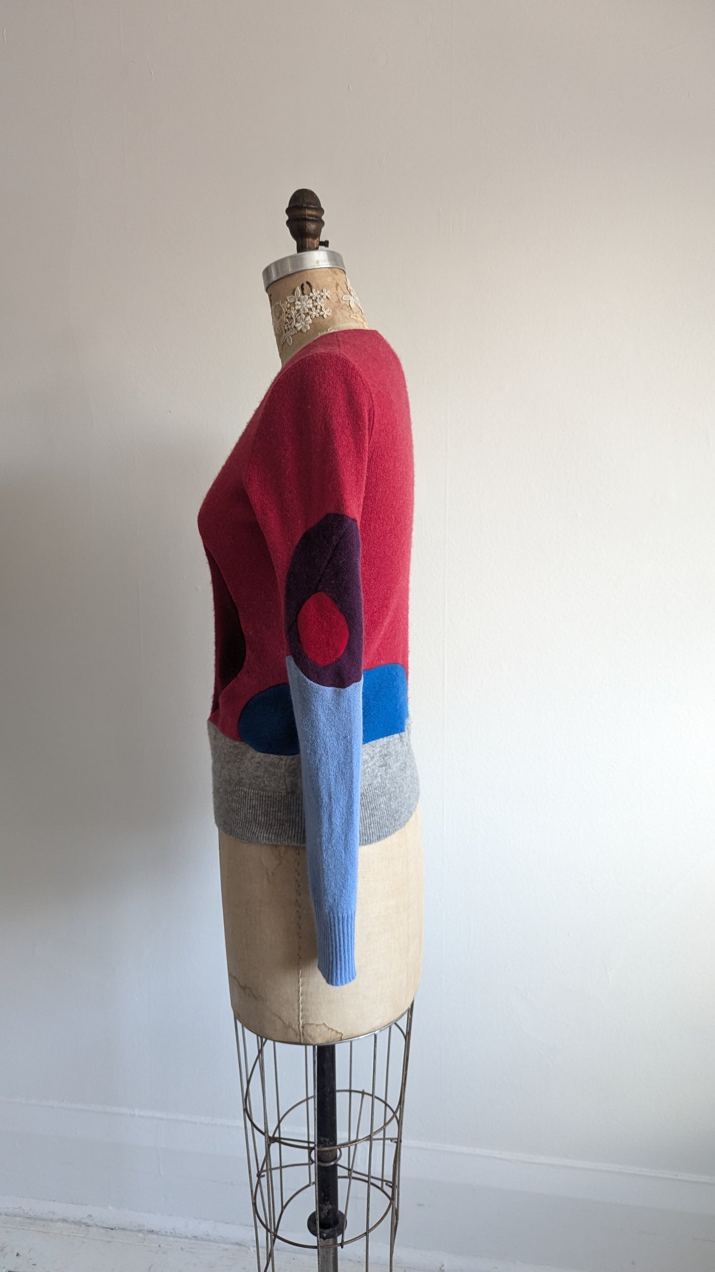 Abstract Art Patched Upcycled Cashmere Sweater XS/S #ART12