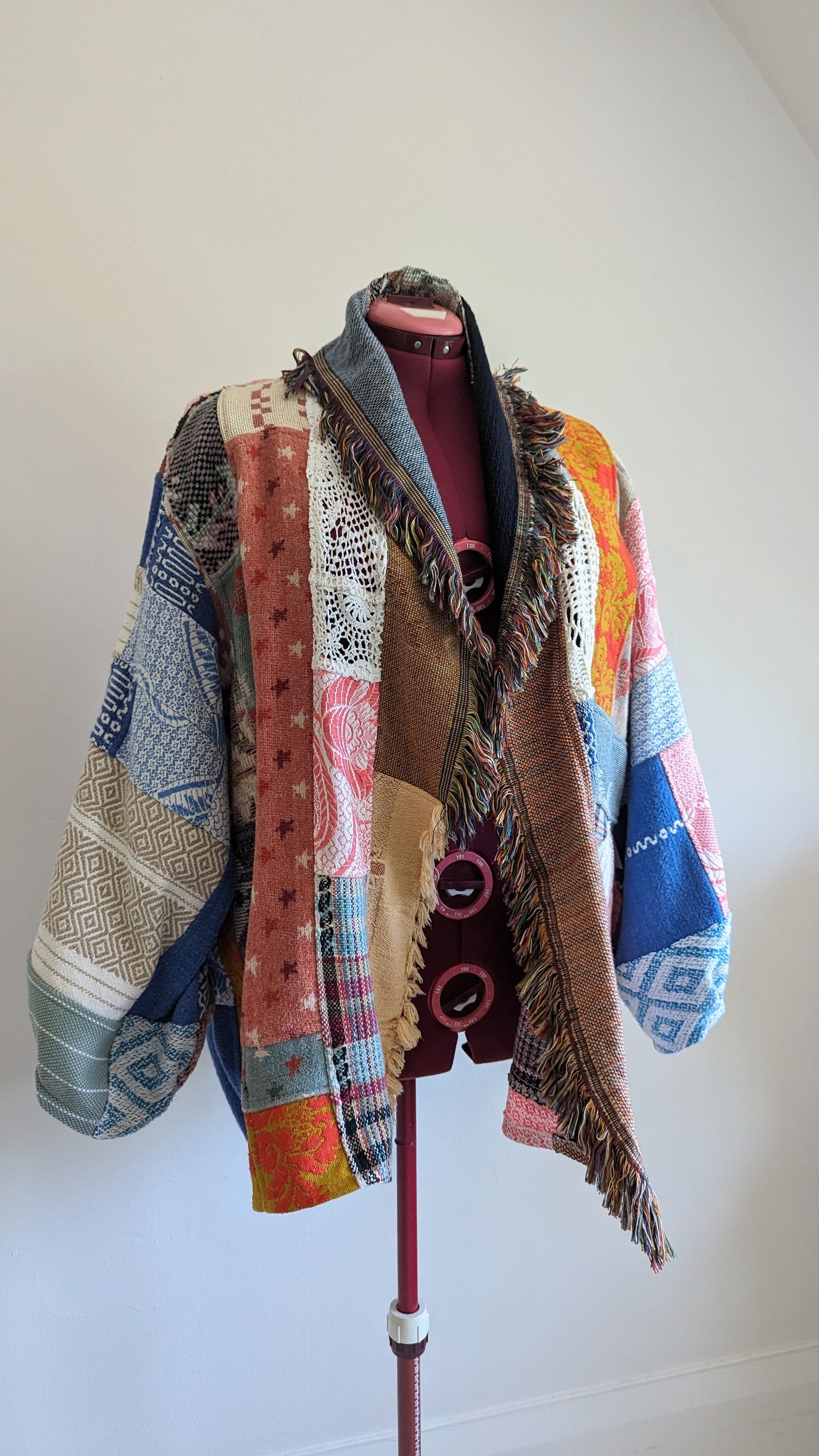 Vivianne Jacket with Upcycled Woven Throw Patchworked Size 2X/3X #VIVT2