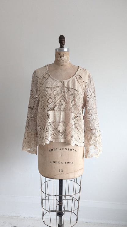 Chloe Top with Vintage Cotton Lace Size XL #CHL6