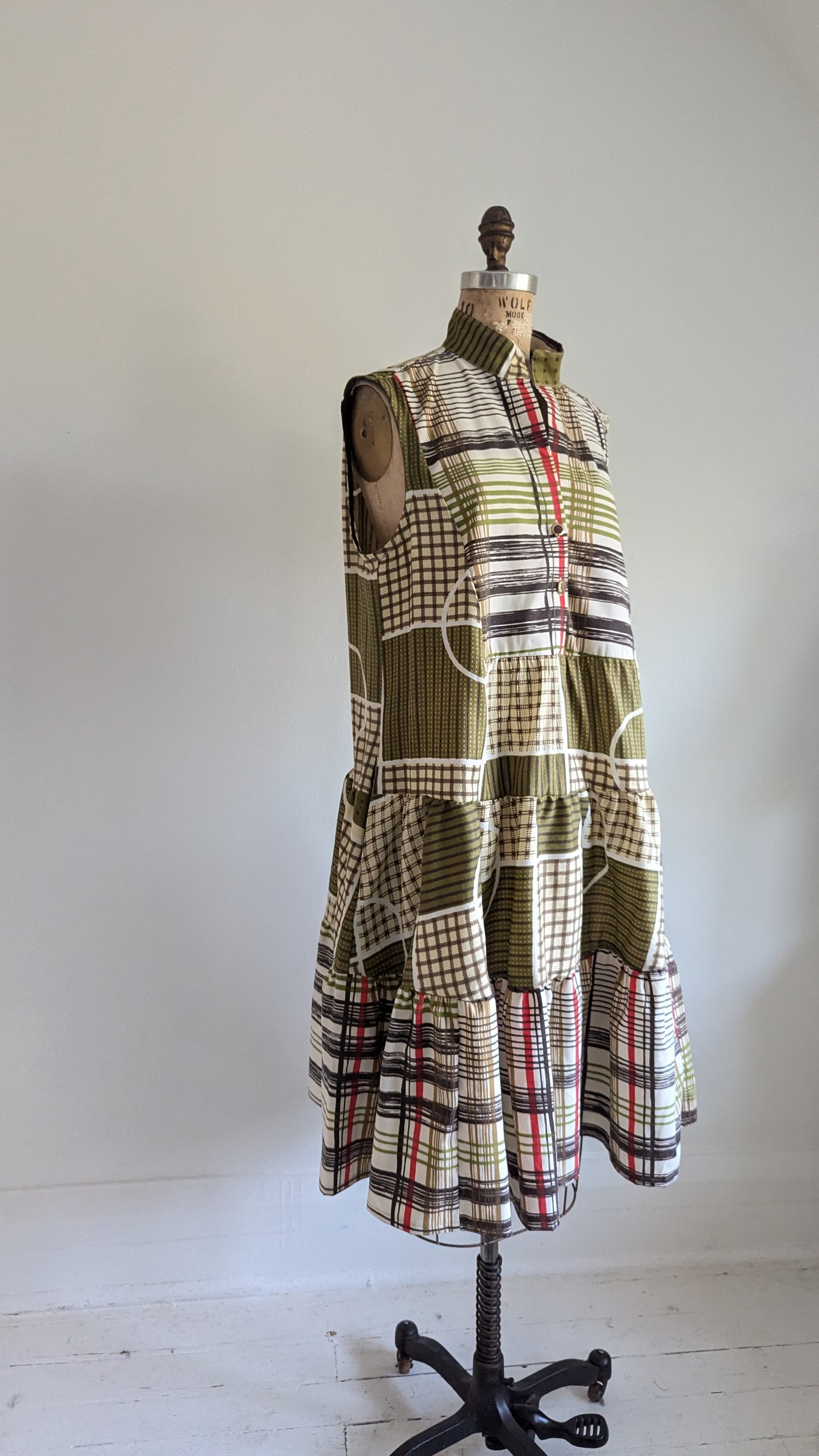 Carrie Dress - One of a Kind Upcycled & Vintage Textiles Size L/XL #CAR15