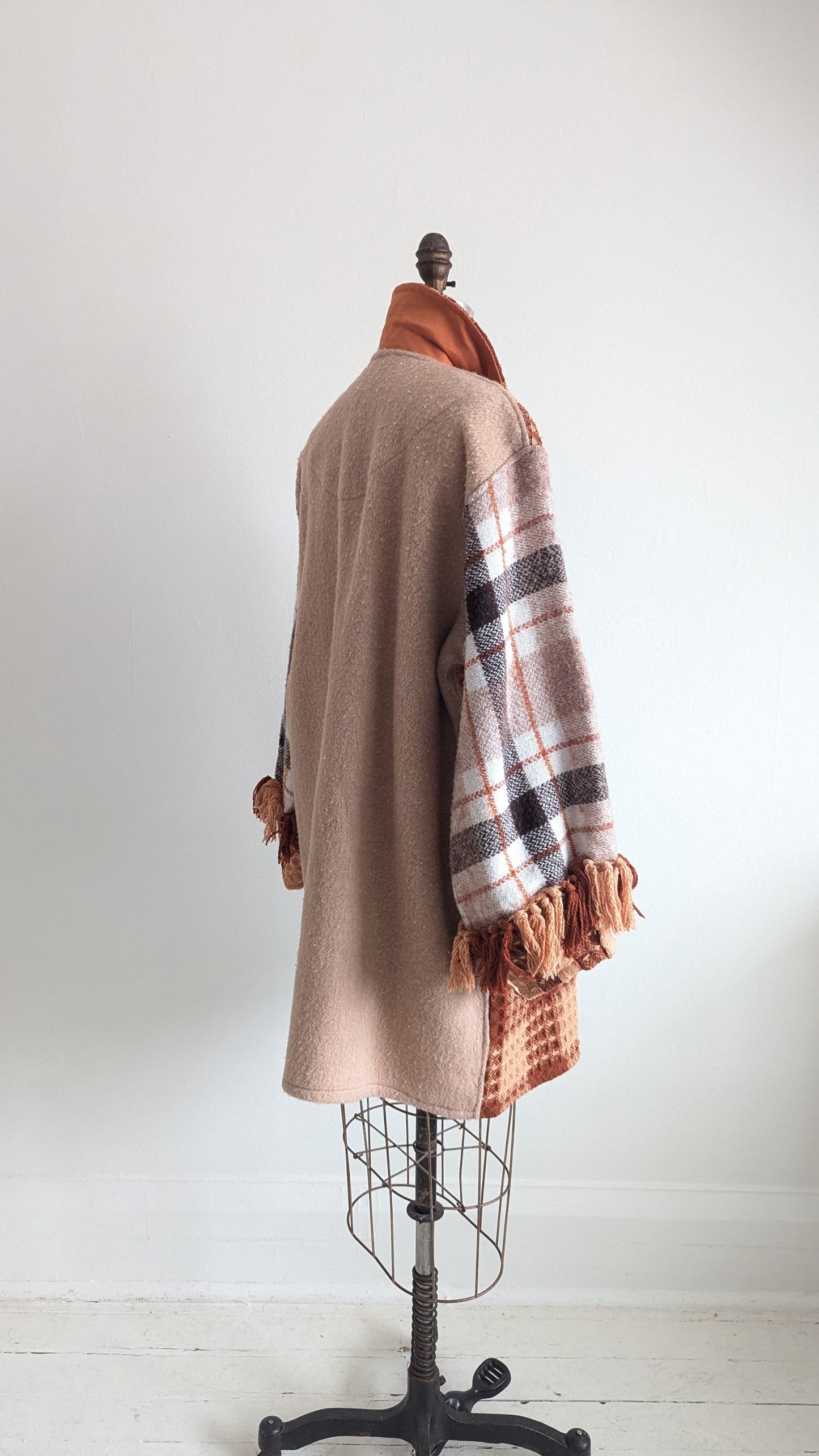 Inga Jacket with Upcycled Vintage Wool & Woven Blankets XL/2X #INGA11