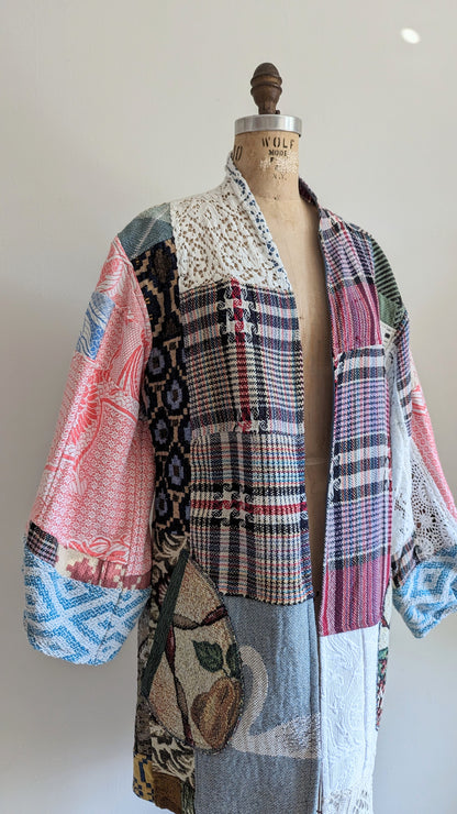 Vivianne Jacket with Upcycled Woven Throw Patchworked Size M/L #VIVT5