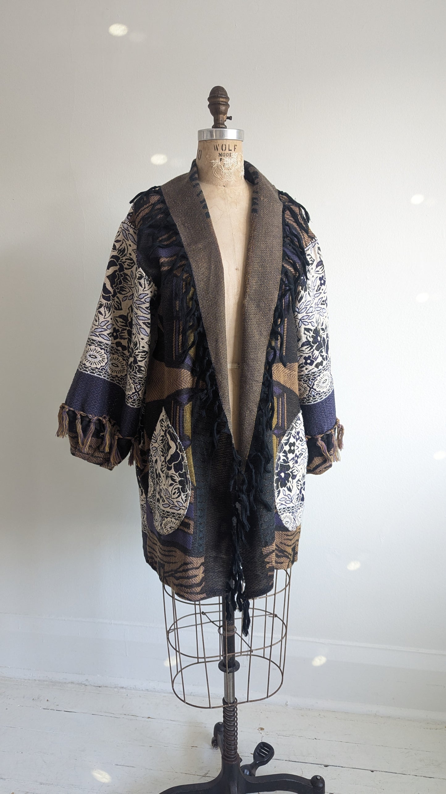 Vivianne Jacket with Upcycled Throw Blankets M/L #VIVT4