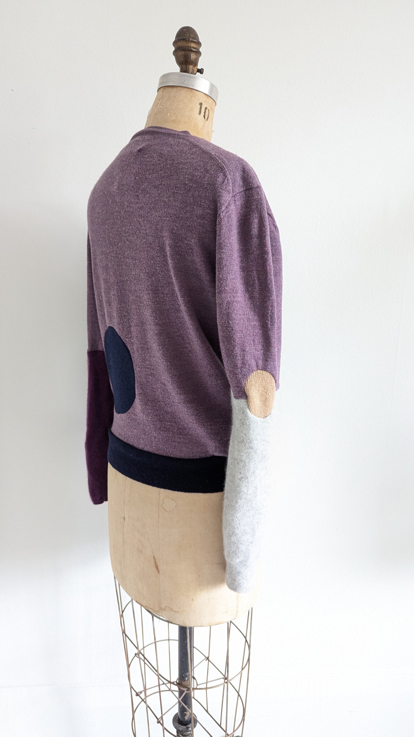 Abstract Art Patched Upcycled Cashmere Sweater Size L/XL #ART11