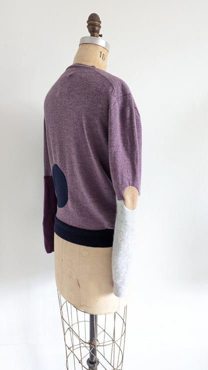 Abstract Art Patched Upcycled Cashmere Sweater Size L/XL #ART11