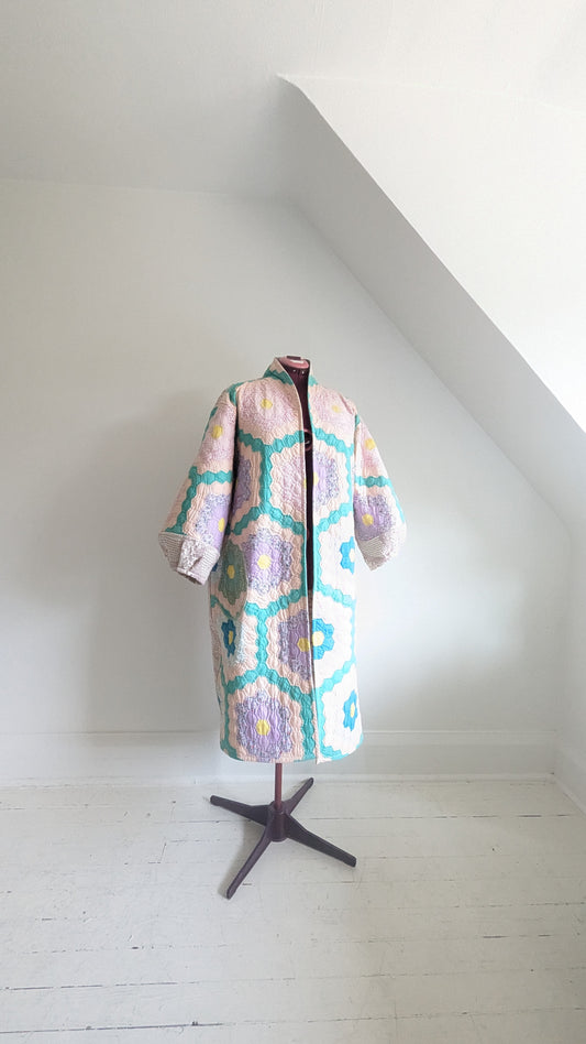 Vivianne Jacket Upcycled Hand Stitched Vintage Quilt & Throw Blanket Size 2X/3X #VIVQ1