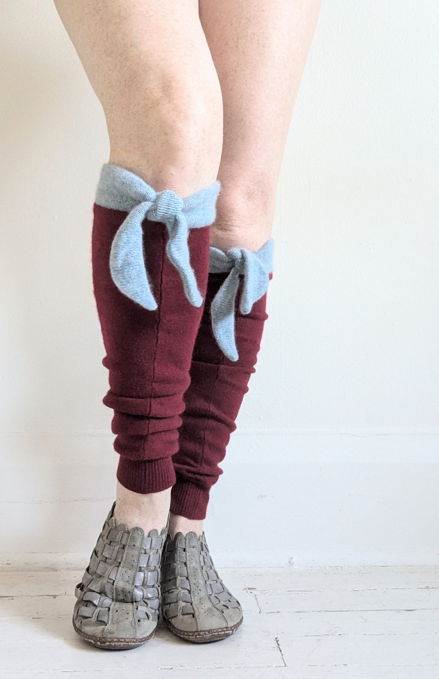 Upcycled Cashmere Bowtie Leg Warmers #LEG3