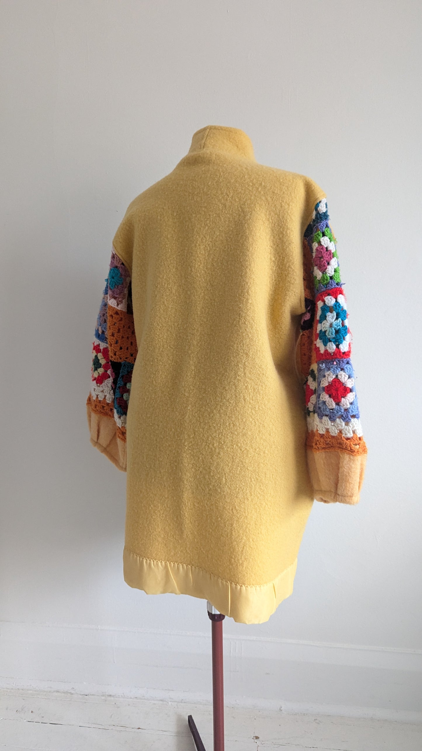 Vivianne Jacket with Upcycled Vintage Wool & Afghan Sleeves Size XL/2X #VIVW1