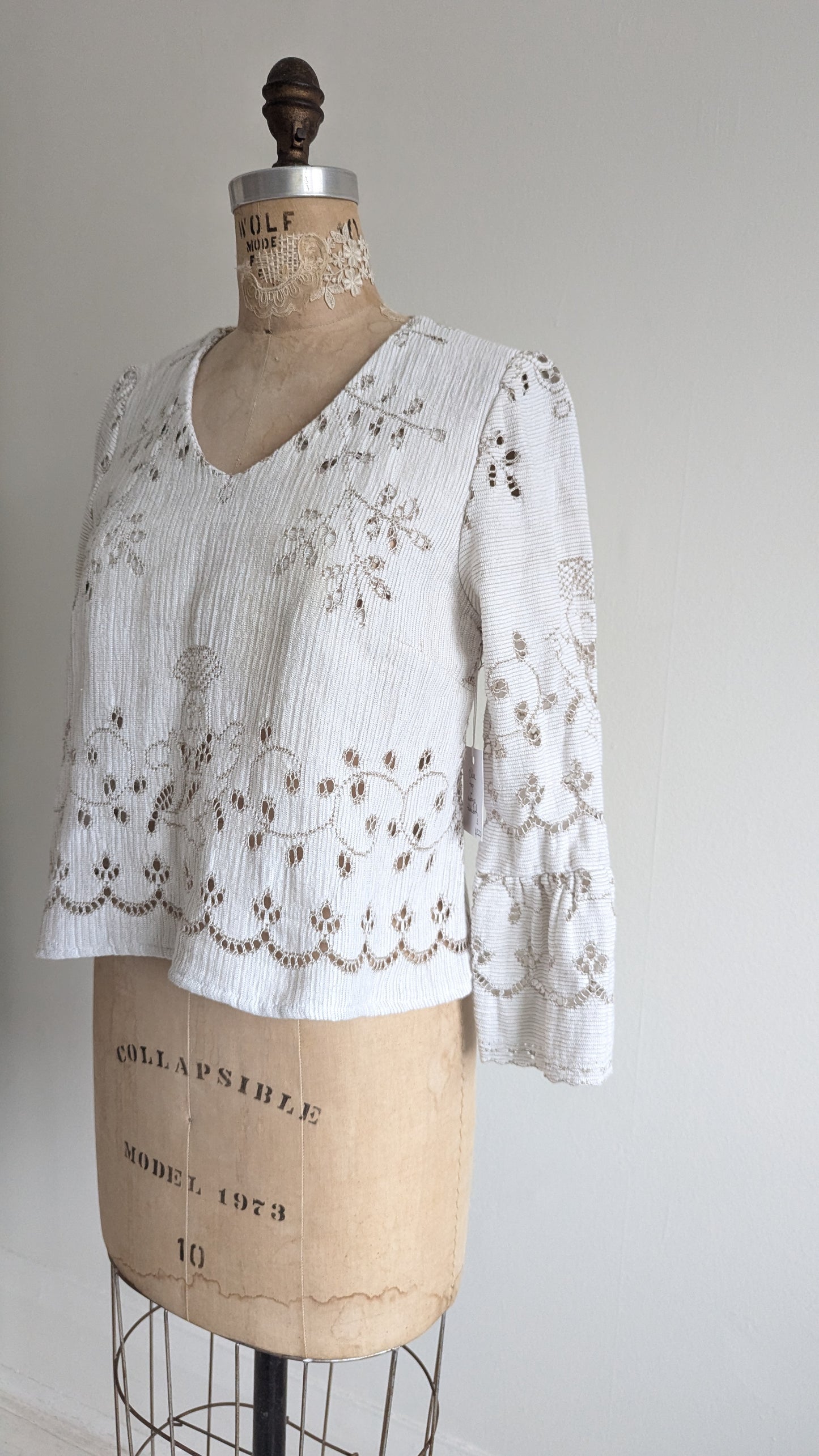 Chloe Top with Vintage Lace Size S #CHL5