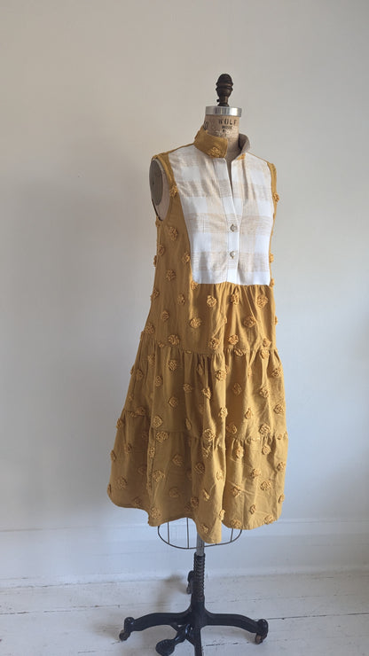 Carrie Dress - One of a Kind Upcycled & Vintage Cotton & Chenille Size XS/S #CAR1