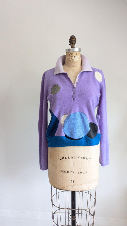 Abstract Art Patched Upcycled Cashmere Sweater Size M/L #ART13