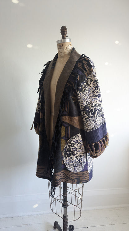 Vivianne Jacket with Upcycled Throw Blankets M/L #VIVT4