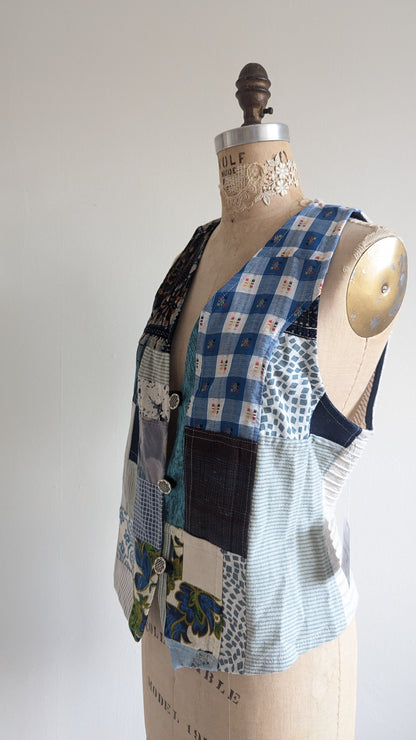 Margo Vest with Patchworked Upcycled Textiles XS/S #MARGOV3