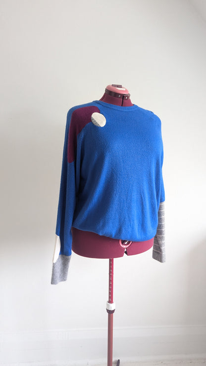 Abstract Art Patched Upcycled Cashmere Sweater 2X/3X #ART15