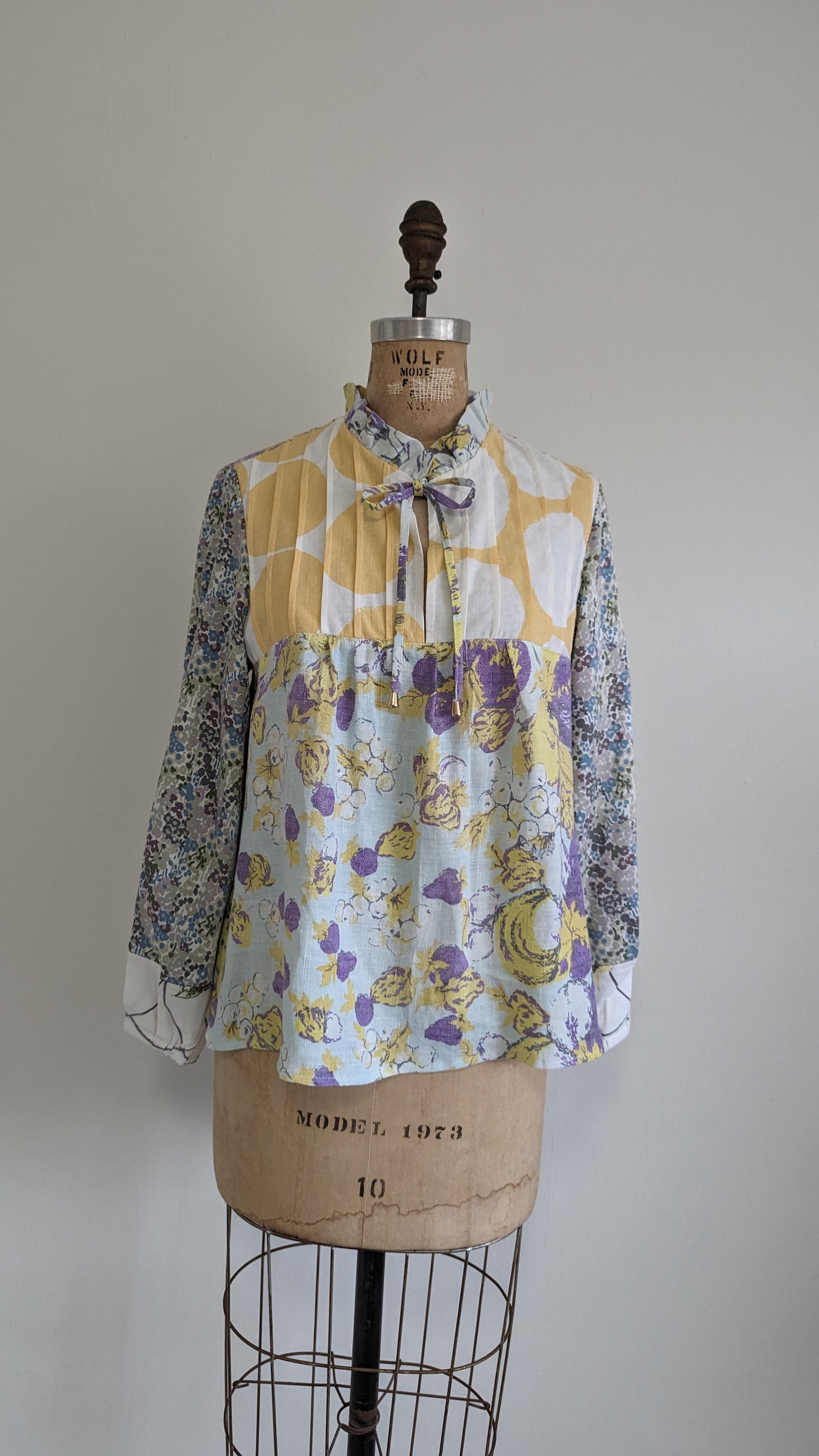 Meg Top with Vintage Linen & Upcycled Cotton S/M #MEGTOP2