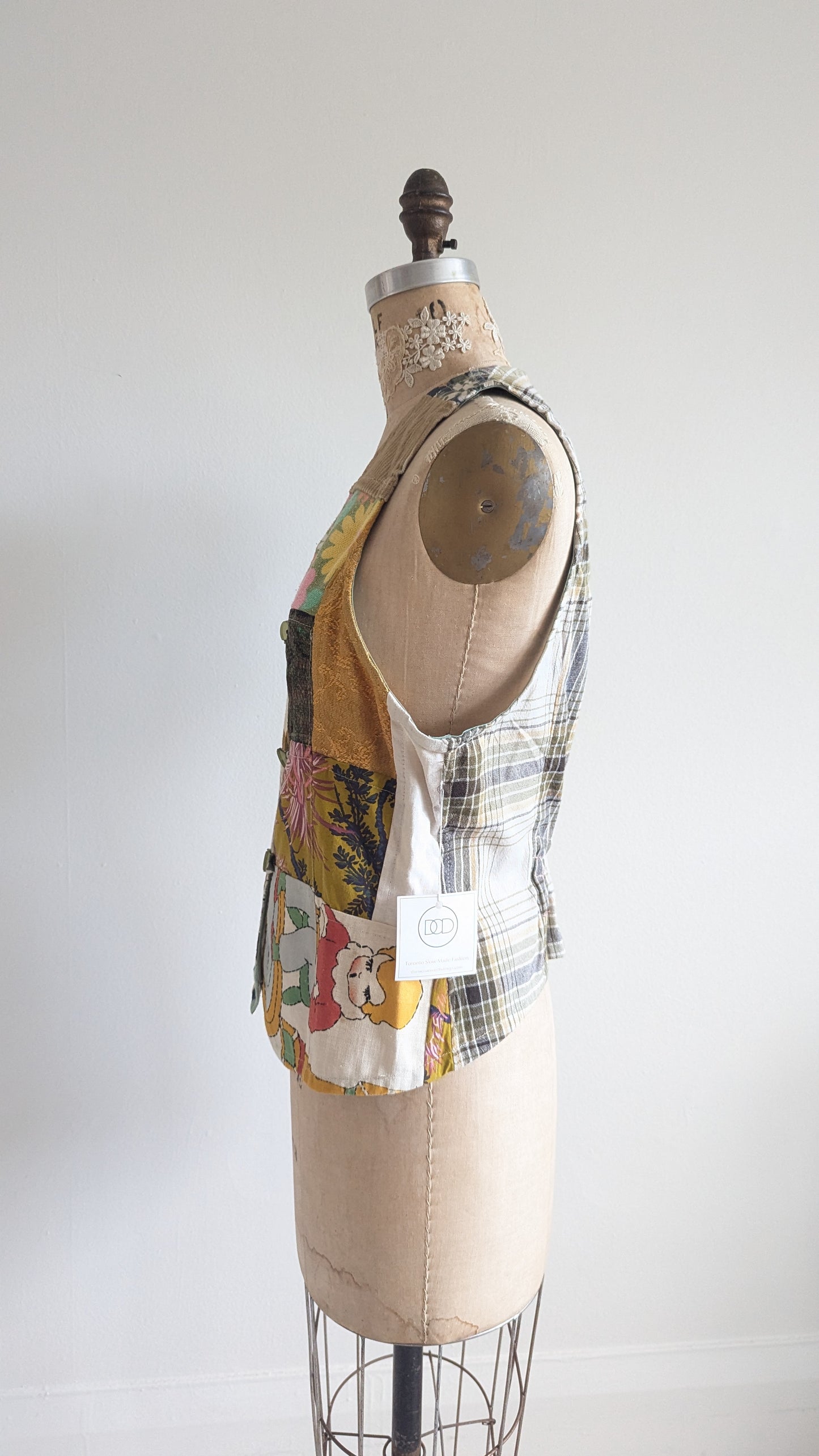 Margo Vest with Patchworked Upcycled & Vintage Textiles S/M #MARGOV6