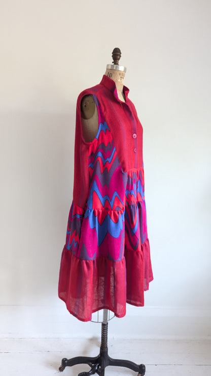 Carrie Dress - One of a Kind Upcycled & Vintage Textiles Size L/XL #CAR3