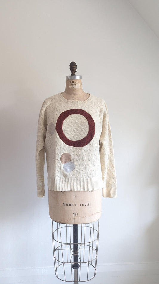 Abstract Art Patched Upcycled Cashmere Sweater XL #ART4