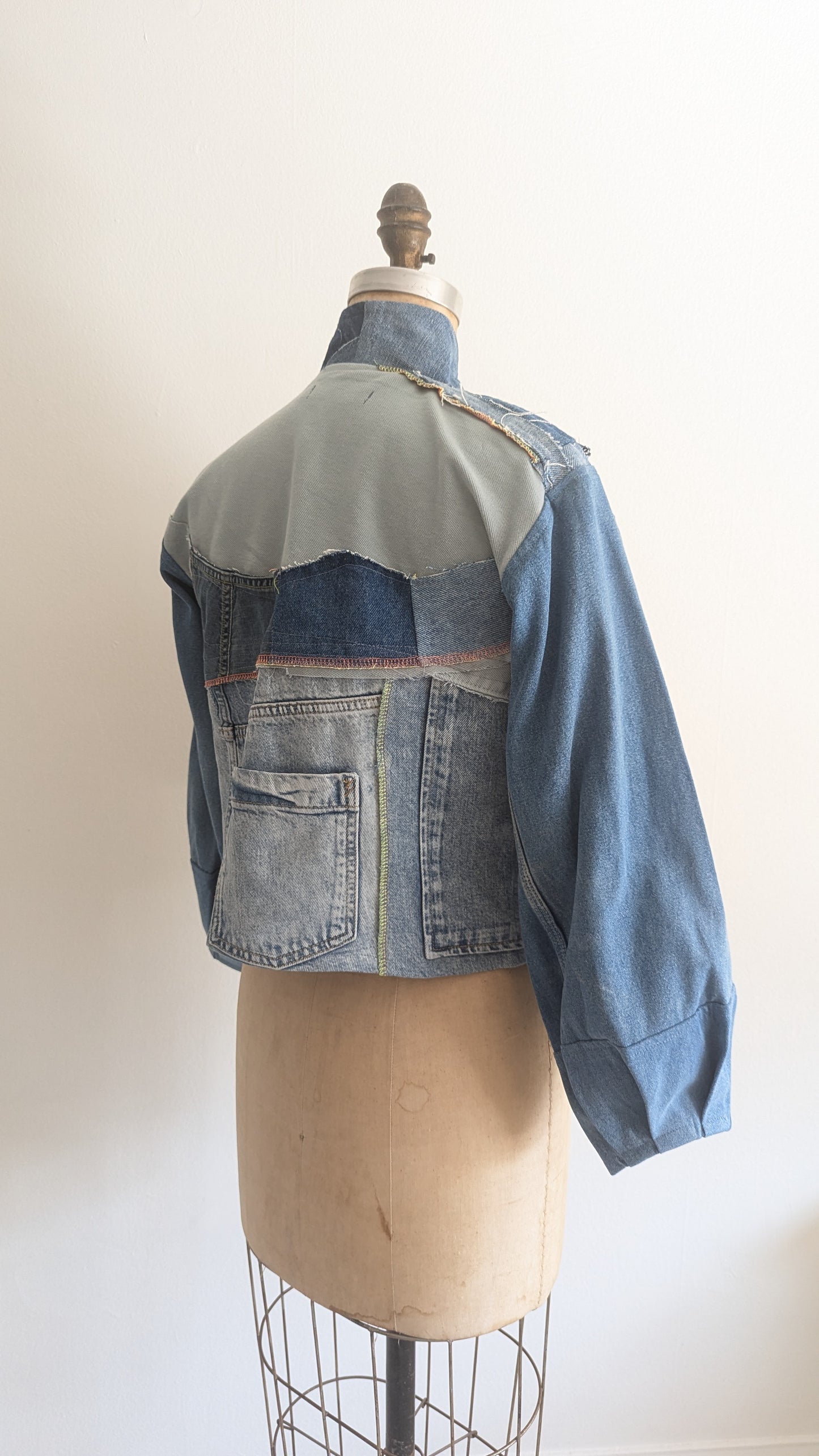 Vivianne Cropped Upcycled Denim Jacket Size XS/S #VIVDEN4