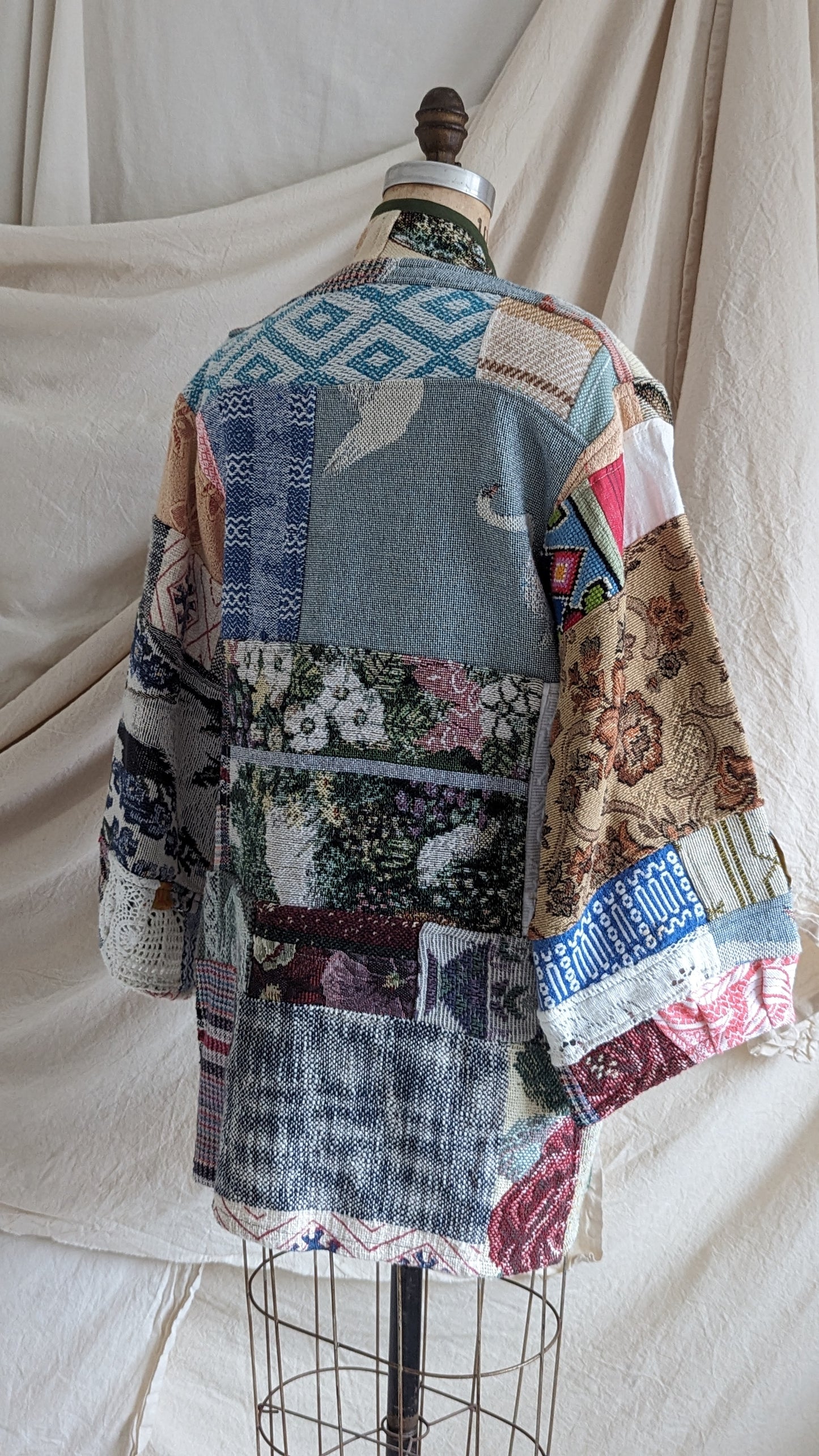 Vivianne Jacket with Upcycled Woven Throw Patchworked Size XS/S #VIVT15