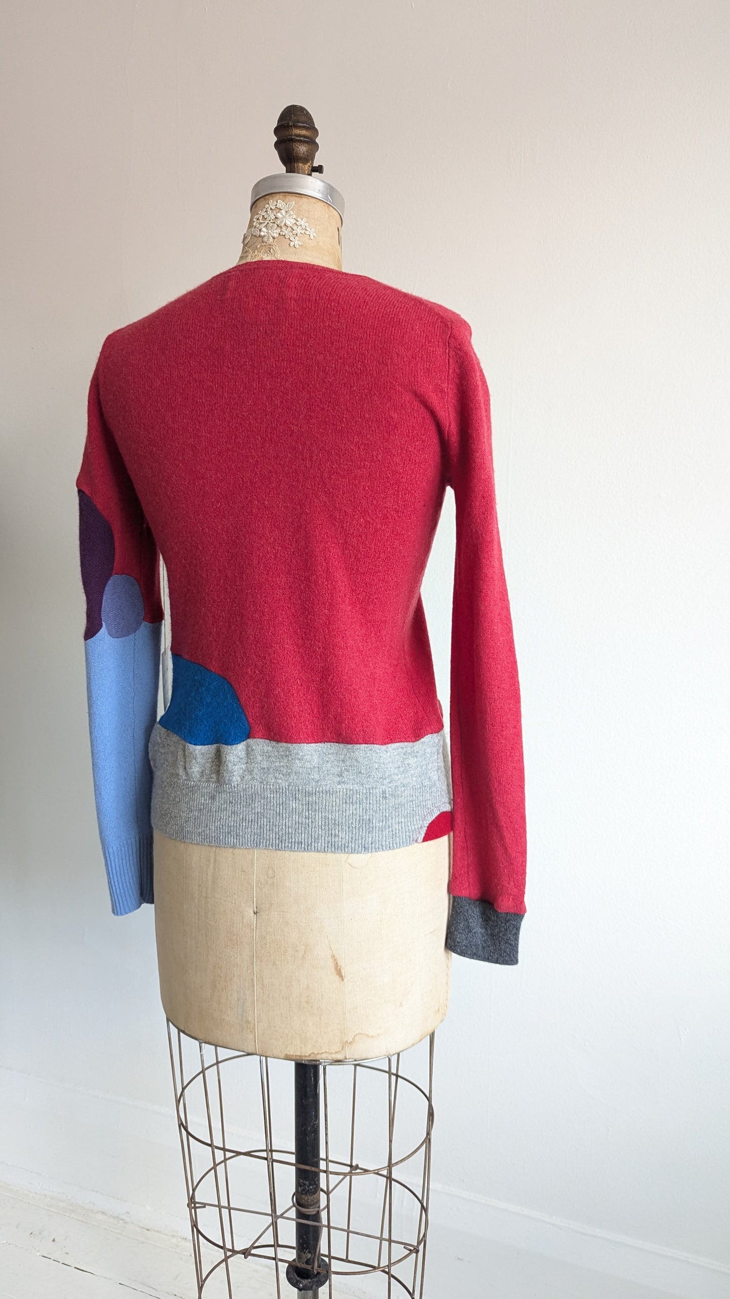 Abstract Art Patched Upcycled Cashmere Sweater XS/S #ART12