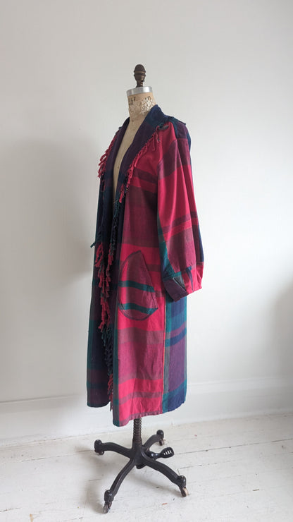 Vivianne Duster with Upcycled Red Cotton Plaid Size M/L #VIVC1