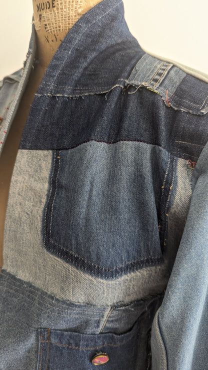 Vivianne Cropped Upcycled Denim Jacket Size XS/S #VIVDEN4