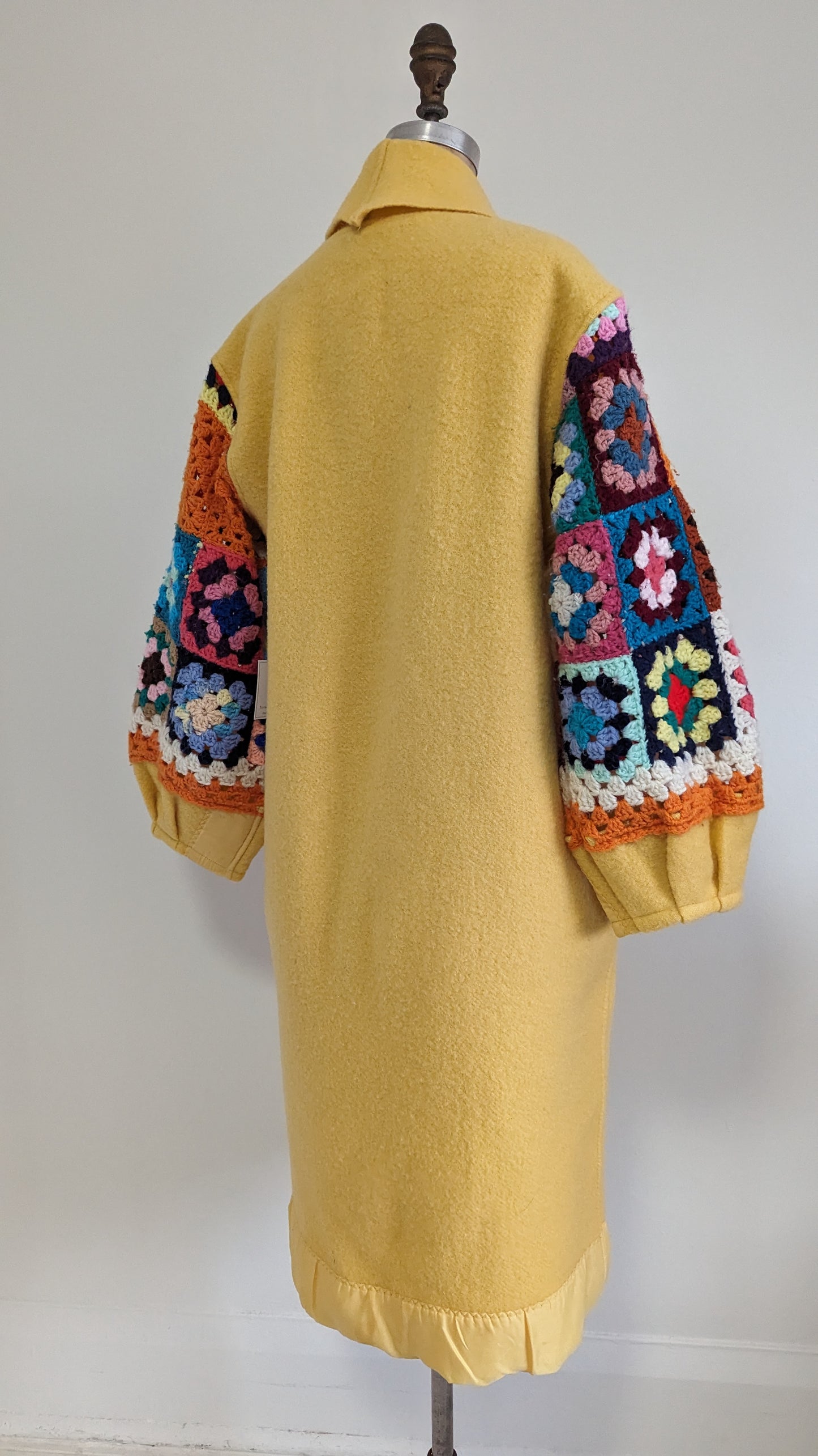 Vivianne Duster with Upcycled Vintage Wool & Crocheted Sleeves Size S/M  #VIVW22
