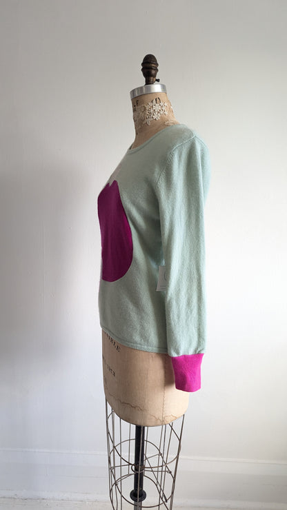 Abstract Art Patched Upcycled Cashmere Sweater S/M #ART13