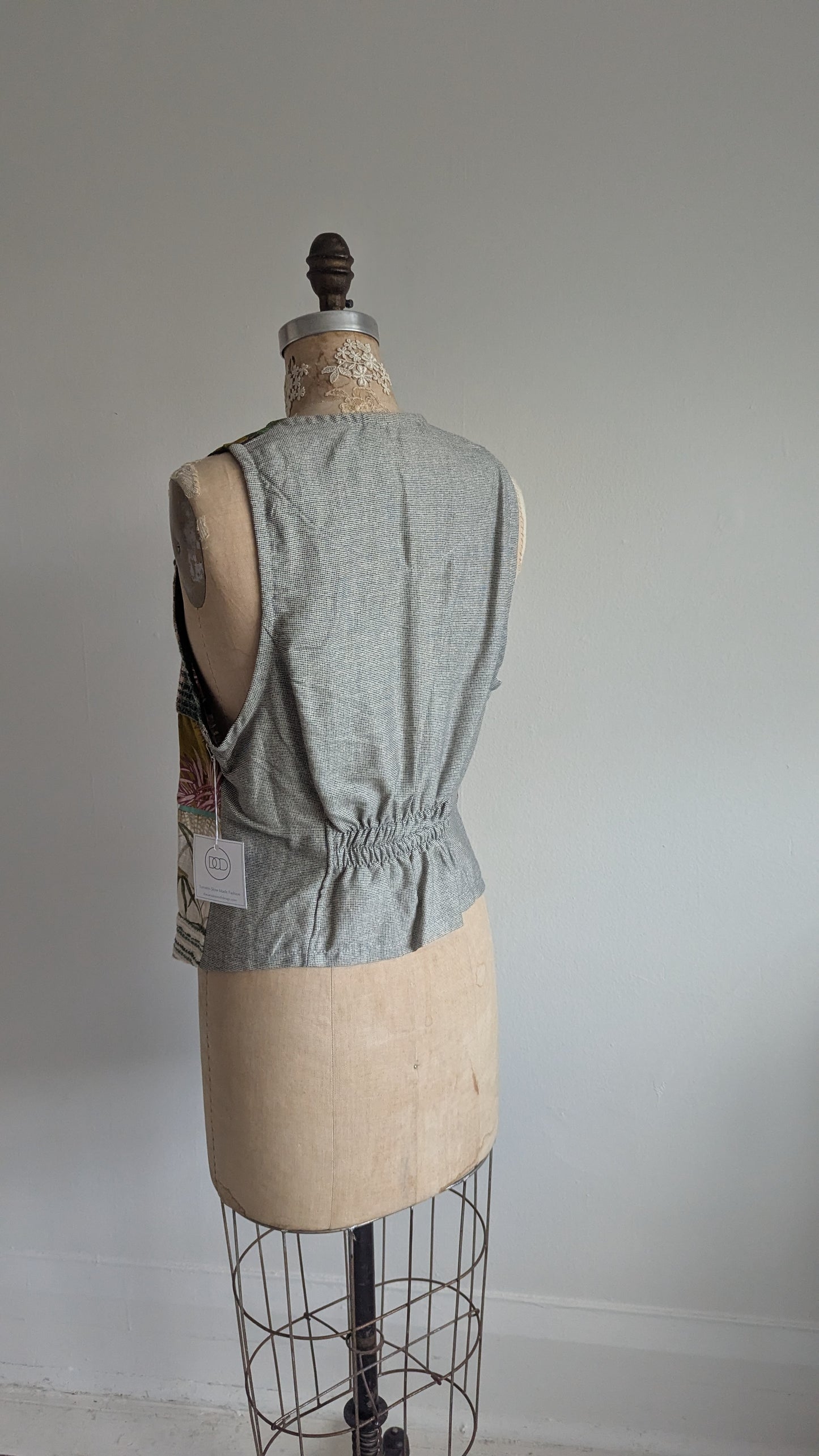 Margo Vest with Patchworked Upcycled Textiles XS/S #MARGOV10