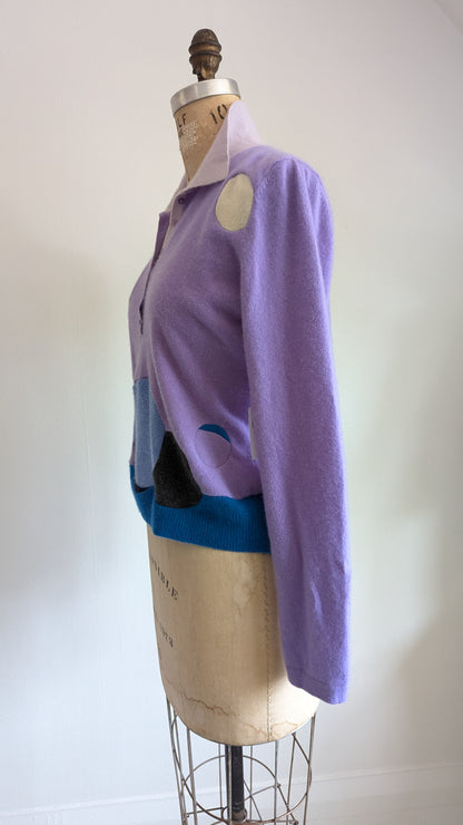 Abstract Art Patched Upcycled Cashmere Sweater Size M/L #ART13