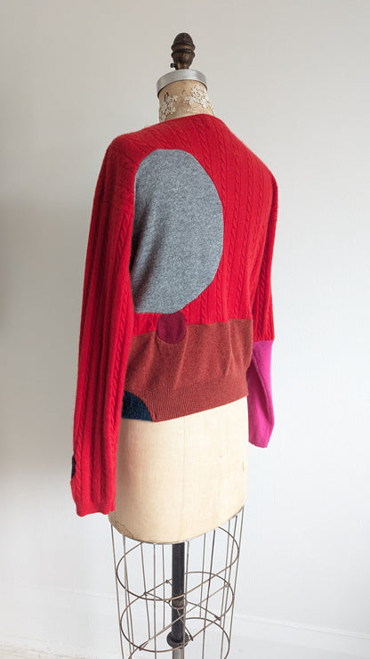 Abstract Art Patched Upcycled Cashmere Sweater M/L #ART22