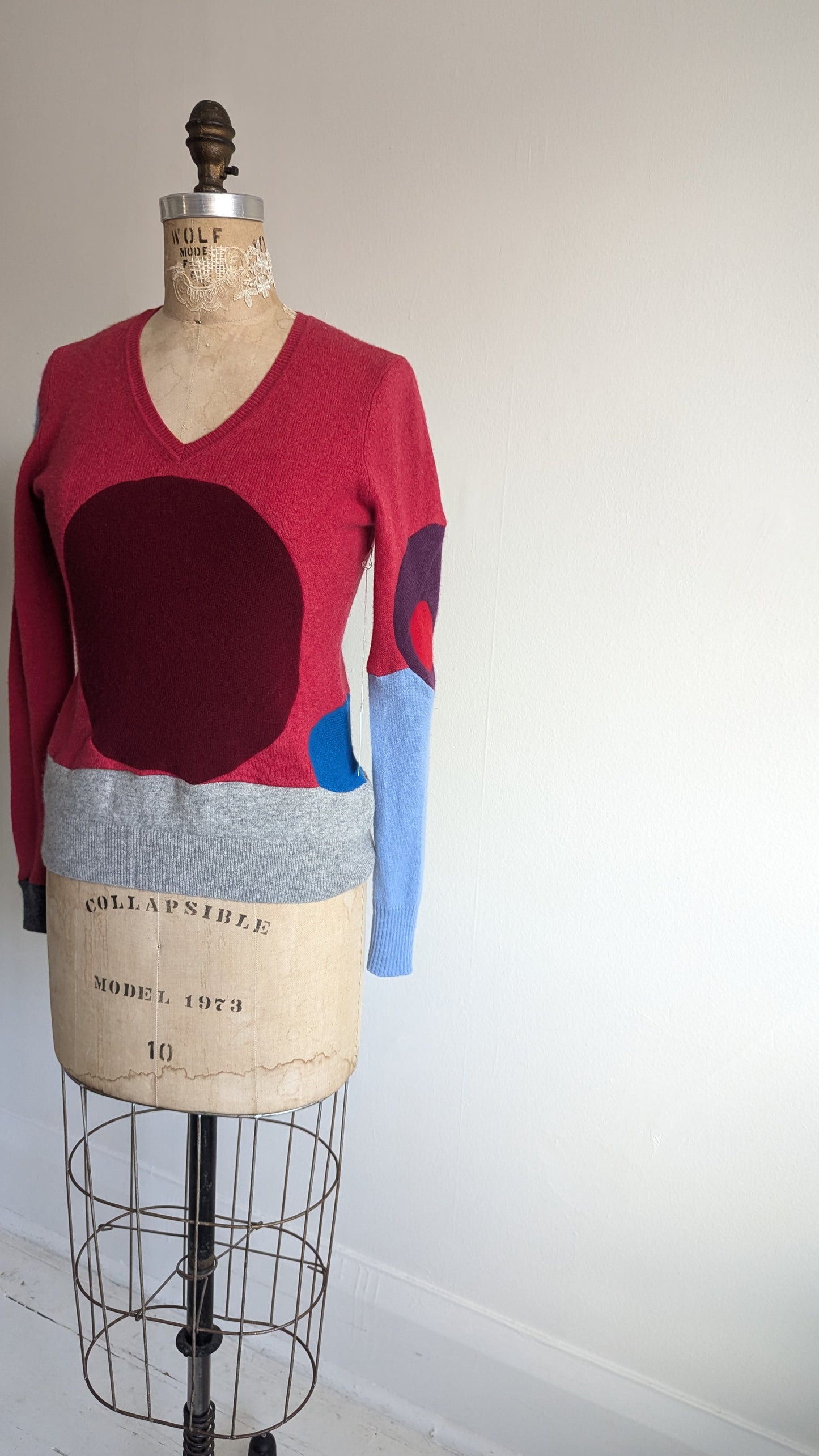 Abstract Art Patched Upcycled Cashmere Sweater XS/S #ART12