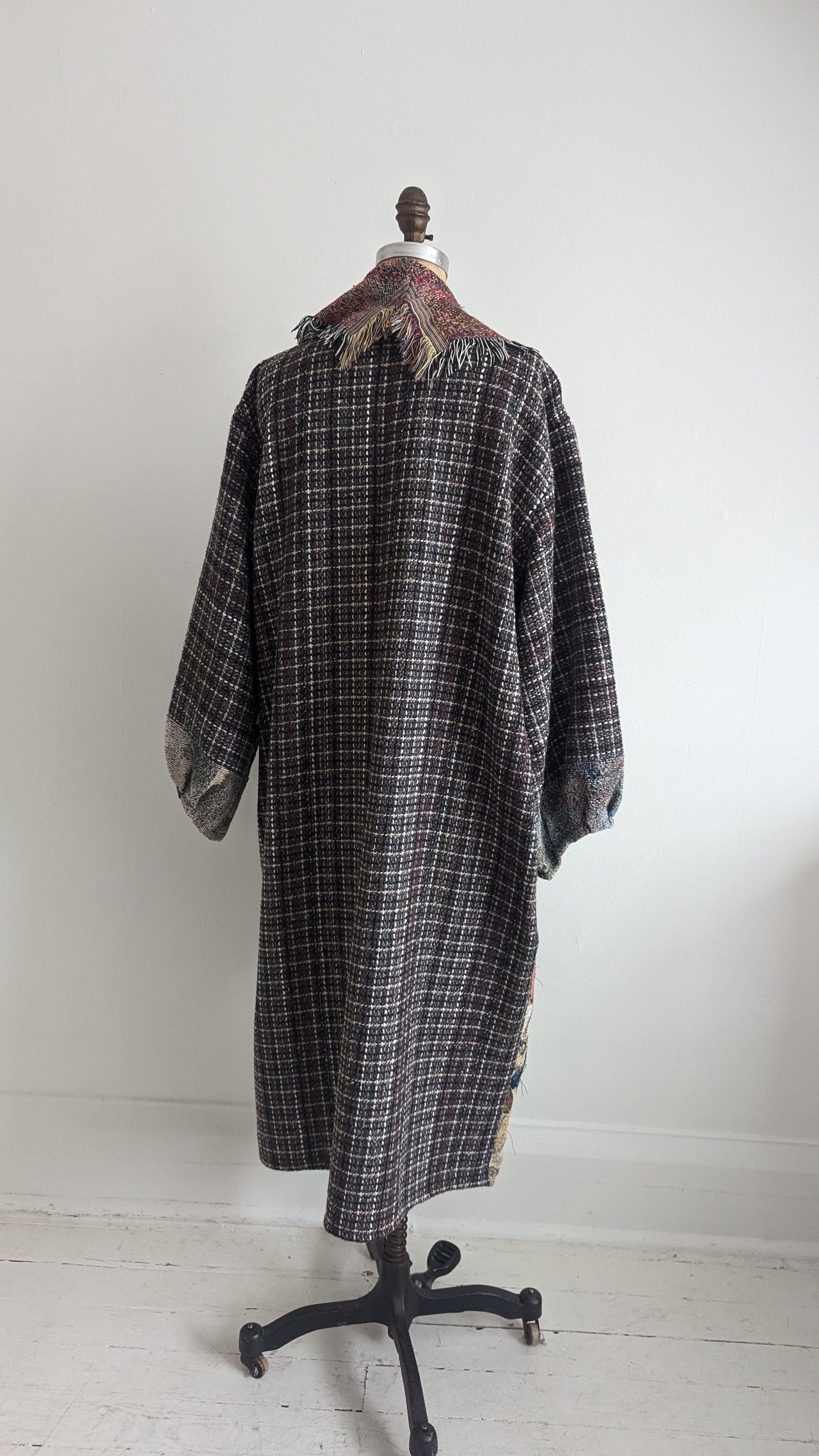 Vivianne Duster with Upcycled Throw Blanket & Tweed Size XL/2X #VIVC16