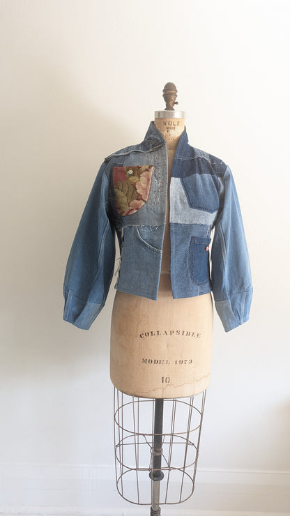 Vivianne Cropped Upcycled Denim Jacket Size XS/S #VIVDEN4