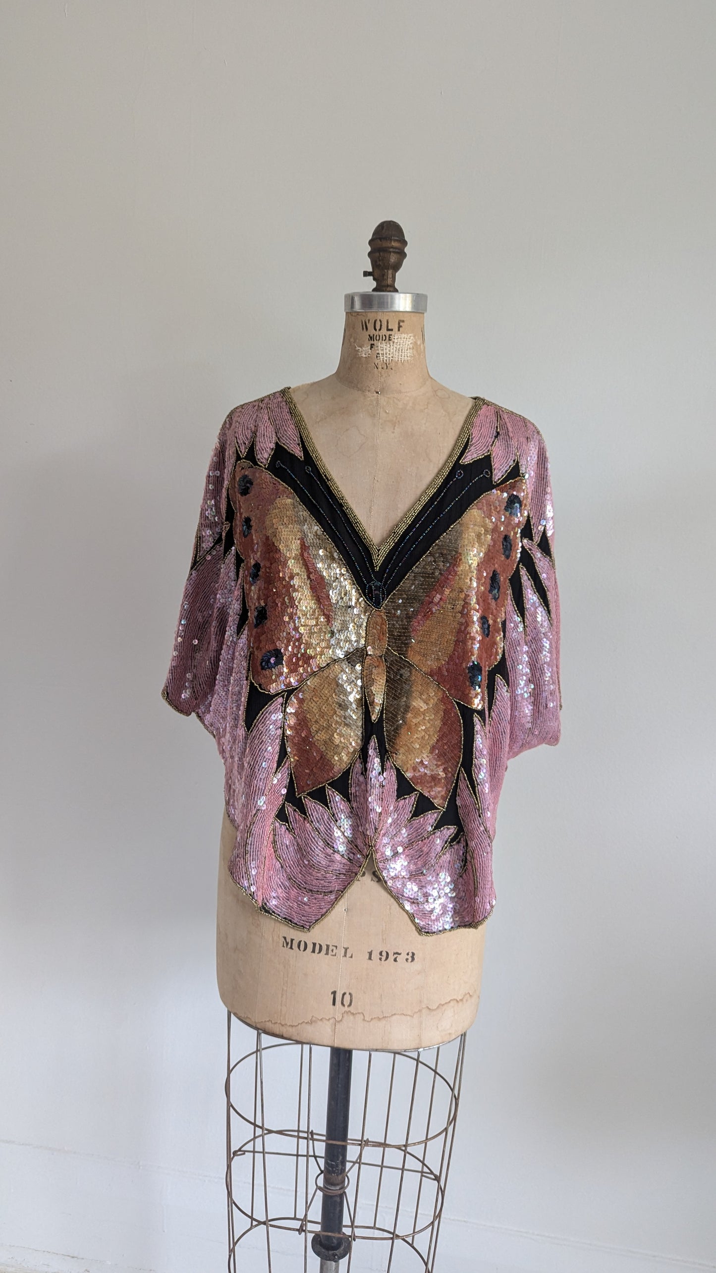 Vintage Beaded Butterfly Top Size M/L #VIN20