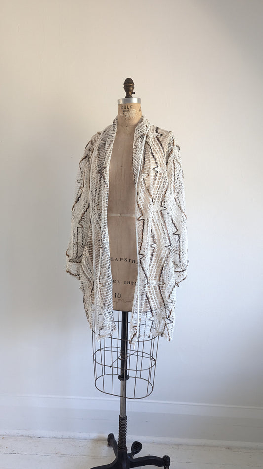 Vivianne Jacket with Upcycled 1970s Sheer Draperies Size XL #VIVCR9