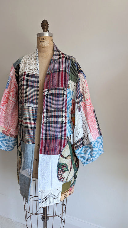 Vivianne Jacket with Upcycled Woven Throw Patchworked Size M/L #VIVT5