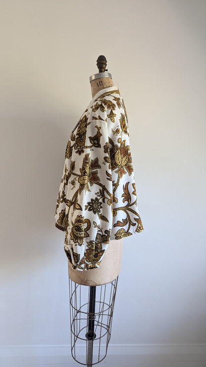 Vivianne Cropped Jacket with Upcycled Vintage Lined Drapery Size 2X/3X #VIVC30