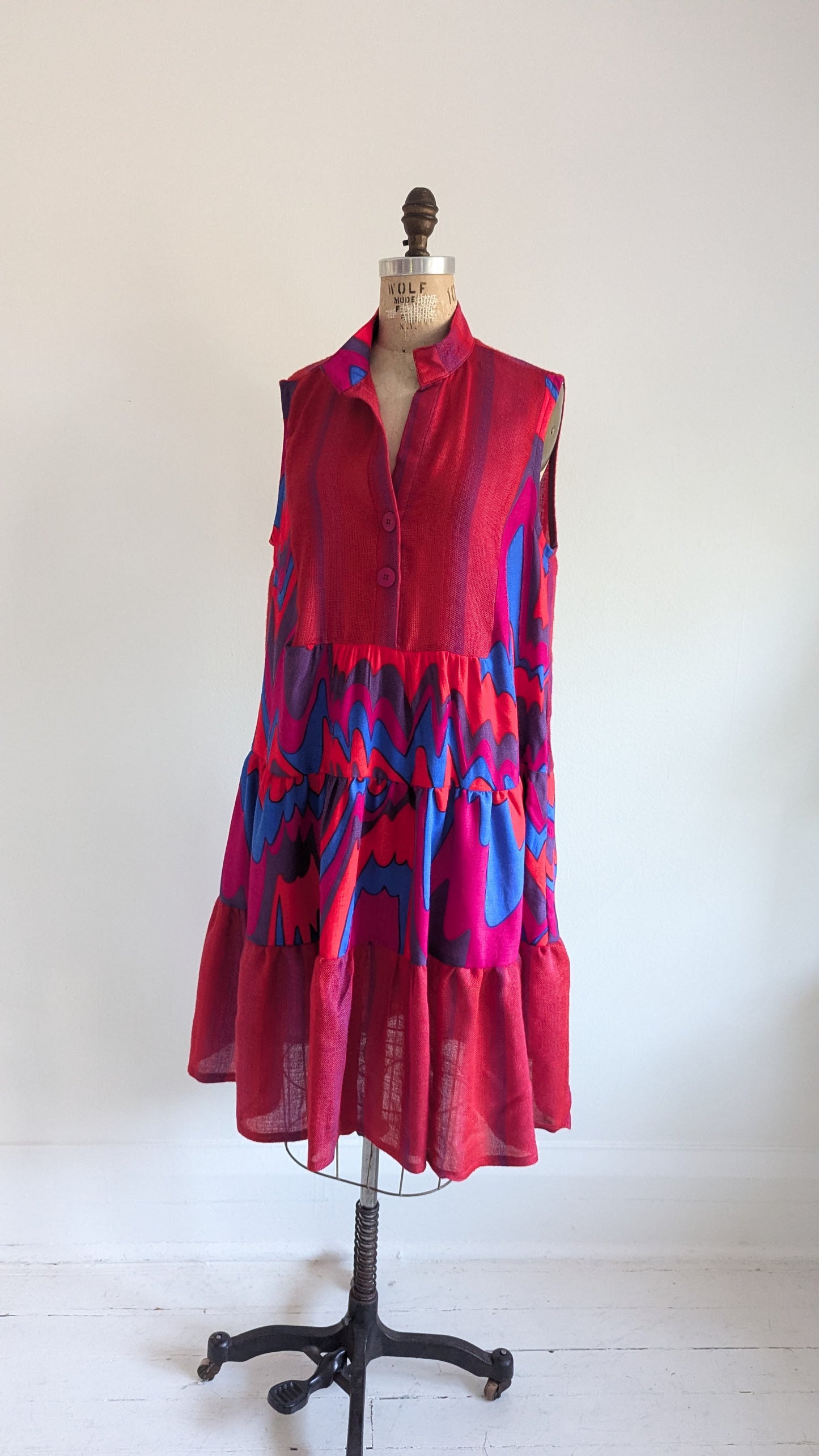 Carrie Dress - One of a Kind Upcycled & Vintage Textiles Size L/XL #CAR3