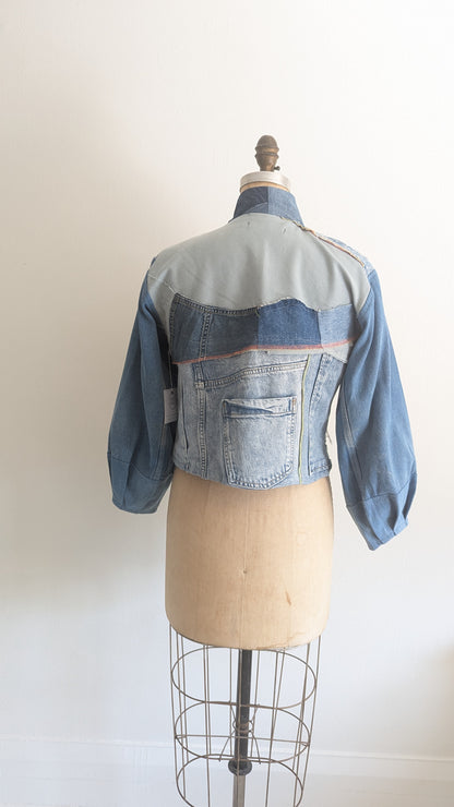 Vivianne Cropped Upcycled Denim Jacket Size XS/S #VIVDEN4