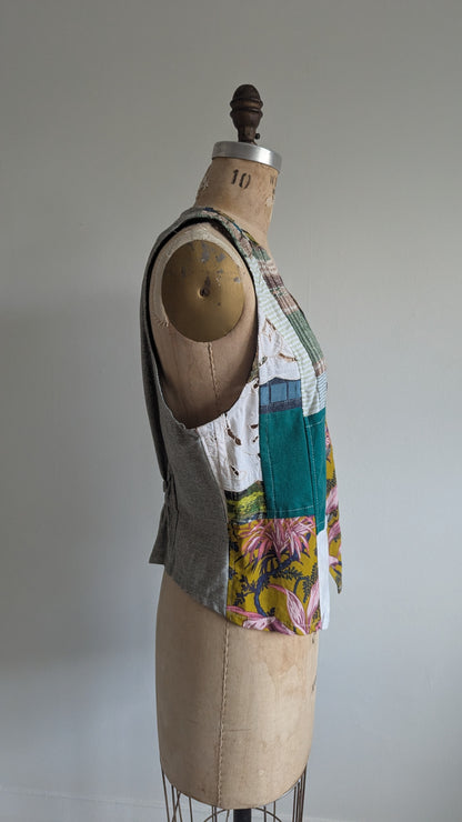 Margo Vest with Patchworked Upcycled Textiles XS/S #MARGOV10