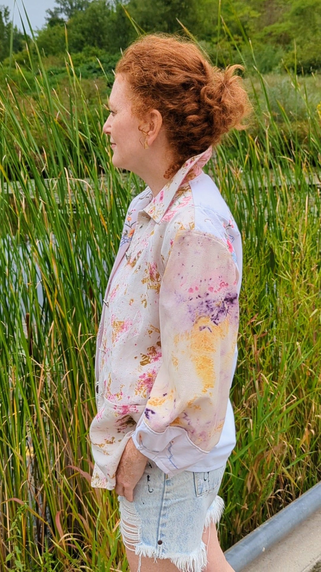 Inga Jacket with Naturally Dyed Vintage Cottons & New Cotton Mull S/M #EOP7